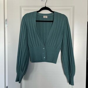 & Other Stories Teal Ribbed Cardigan